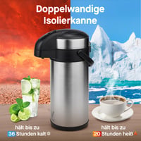 Termos cu Pompă Vondior Airpot, 5 Litri – Carafă de Cafea Izolată din Oțel Inoxidabil, Dozator de Băuturi pentru Petreceri 2