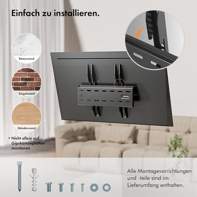 VonHaus 15-42" Fix TV fali tartó konzol beépített szintezővel 40kg terhelhetőség