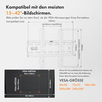 VonHaus 15-42" Fix TV fali tartó konzol beépített szintezővel 40kg terhelhetőség 4