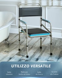 VONOYA összecsukható WC szék 150 kg, párnázott ülőkével, magasságállítható, időseknek 2