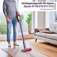 Vonsera Hosszabbító Cső Dyson V7 V8 V10 V11 V15 Porszívóhoz - Teleszkópos Szívócső 2 az 1-ben Kefével, Lila 7