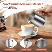 Latieră Vonsera 350 ml din oțel inoxidabil cu gradații, accesoriu barista pentru cappuccino, espresso și latte art, argintiu 2