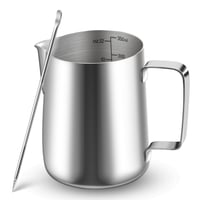 Latieră Vonsera 350 ml din oțel inoxidabil cu gradații, accesoriu barista pentru cappuccino, espresso și latte art, argintiu 1