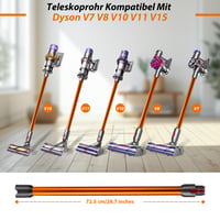 Tub telescopic prelungitor Vonsera pentru aspirator Dyson V7 V8 V10 V11 V15, cu perie cu două funcții, accesoriu tub de aspirație portocaliu 2