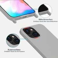 VooDirop silikónový kryt na iPhone 13 na krk s nylonovým remienkom a crossbody taškou, strieborný 3