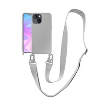 VooDirop silikónový kryt na iPhone 13 na krk s nylonovým remienkom a crossbody taškou, strieborný 1
