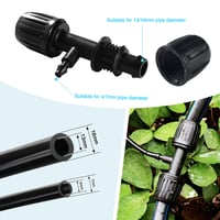 Conector în T VooGenzek cu 3 căi pentru furtun de irigare 13/16 mm – 4/7 mm - negru - 10 buc 3