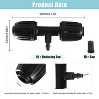 Conector în T VooGenzek cu 3 căi pentru furtun de irigare 13/16 mm – 4/7 mm - negru - 10 buc 2