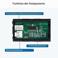 VooGenzek 2 db LED Voltmérő Ampermérő DC 0-100V 10A Feszültség és Árammérő Teszter Piros 3