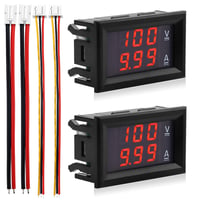 VooGenzek 2 db LED Voltmérő Ampermérő DC 0-100V 10A Feszültség és Árammérő Teszter Piros 1
