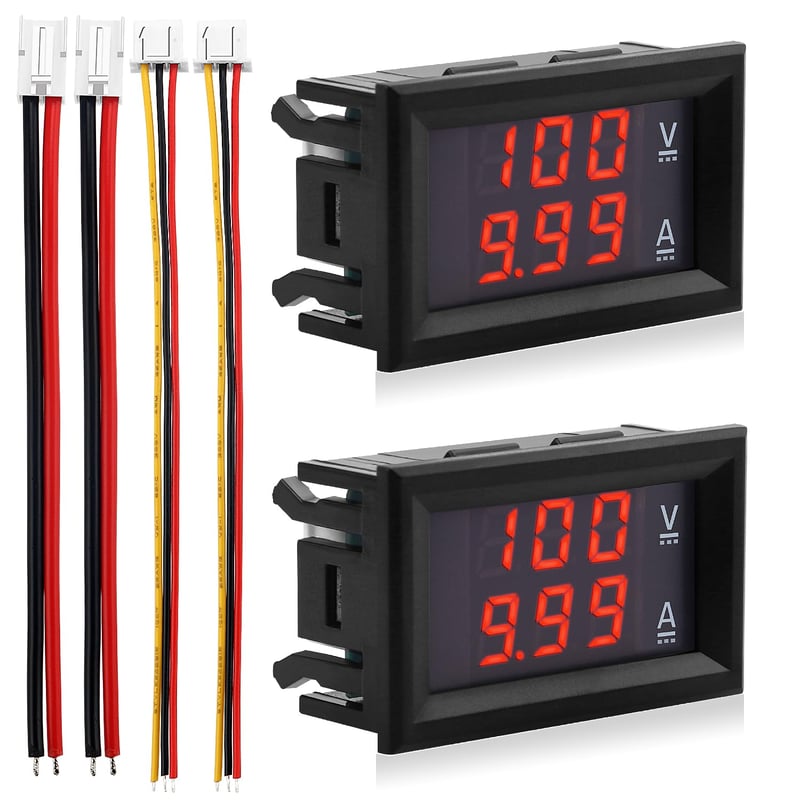 VooGenzek 2 db LED Voltmérő Ampermérő DC 0-100V 10A Feszültség és Árammérő Teszter Piros