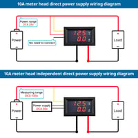 VooGenzek 2 db LED Voltmérő Ampermérő DC 0-100V 10A Feszültség és Árammérő Teszter Piros 4