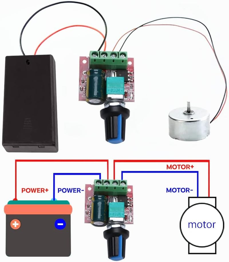 VooGenzek 4db PWM Motor Fordulatszám Szabályozó 5V-35V 5A 90W Kapcsolóval, Állítható DC Motor Vezérlő