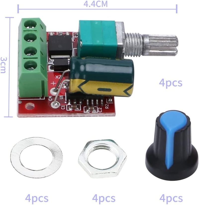 VooGenzek 4db PWM Motor Fordulatszám Szabályozó 5V-35V 5A 90W Kapcsolóval, Állítható DC Motor Vezérlő