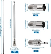 VooGenzek 75cm Teleszkópos FM Rádió Antenna F Csatlakozóval és IEC Adapterrel 2