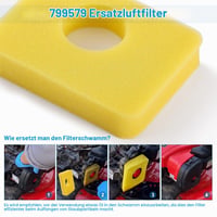 VooGenzek 799579 pjenasti filter za zrak za kosilicu, zamjena 6 komada - komplet filtera za zrak kompatibilan s Briggs and Stratton 590581 08P502 08P602 09P602 4