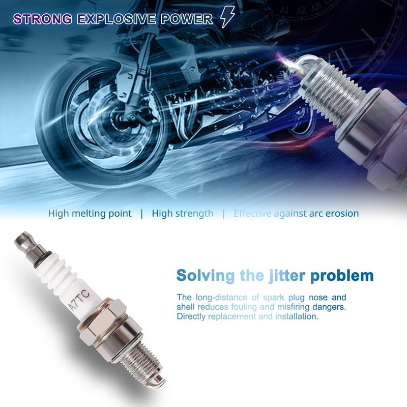VooGenzek A7TC gyújtógyertya 1 db csere GY6 50cc 70cc 90cc 110cc 125cc 150cc robogóhoz ATV dirt bike moped gokart quad buggy