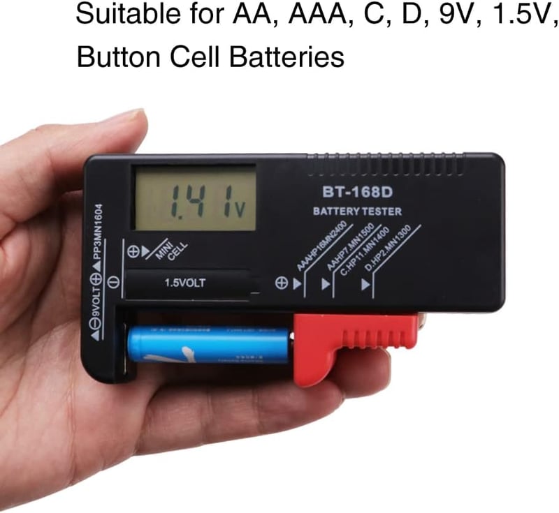 VooGenzek BT-168D Univerzális Digitális Elem Teszter AA AAA C D 9V Gombelem Feszültségmérő Akkumulátor Ellenőrző Készülék