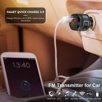 Vorstik Bluetooth FM Transzmitter QC3.0 Gyorstöltővel, 2 USB Porttal, Kihangosító Funkcióval és LED Kijelzővel Autóba 3