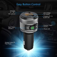 Vorstik Bluetooth FM Transzmitter QC3.0 Gyorstöltővel, 2 USB Porttal, Kihangosító Funkcióval és LED Kijelzővel Autóba 6