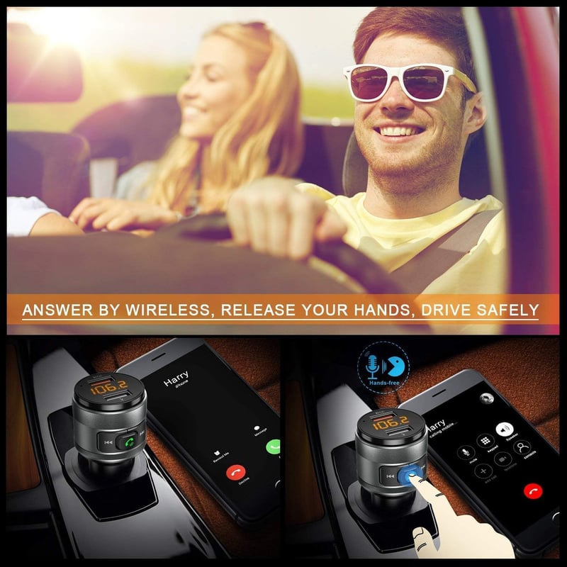 Vorstik Bluetooth FM Transzmitter QC3.0 Gyorstöltővel, 2 USB Porttal, Kihangosító Funkcióval és LED Kijelzővel Autóba
