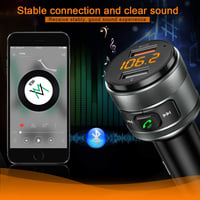 Vorstik Bluetooth FM Transzmitter QC3.0 Gyorstöltővel, 2 USB Porttal, Kihangosító Funkcióval és LED Kijelzővel Autóba 5