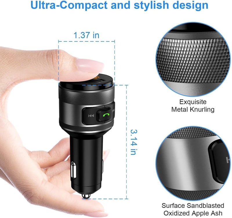 Vorstik Bluetooth FM Transzmitter QC3.0 Gyorstöltővel, 2 USB Porttal, Kihangosító Funkcióval és LED Kijelzővel Autóba