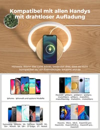 VOSFEEL noćna svjetiljka s funkcijom punjenja, noćno svjetlo s touch prigušivanjem, 15W bežični punjač, LED stolna svjetiljka s 3 razine svjetline, za spavaću sobu, dnevni boravak, ured 6