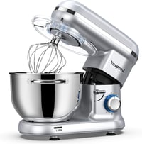 Robot de bucătărie Vospeed cu 6 viteze, argintiu, cu bol de mixare de 6,2 QT, tel, cârlig pentru aluat și separator de ouă 1