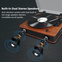 VOSTERIO Bluetooth Lemezjátszó HiFi Hangszóróval, Vintage Bakelit Lejátszó MP3/FM/USB/TF 4