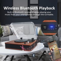VOSTERIO Bluetooth Lemezjátszó HiFi Hangszóróval, Vintage Bakelit Lejátszó MP3/FM/USB/TF 5