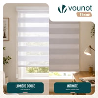 VOUNOT dvojitá roleta, 2 ks, bez vŕtania, 45x150 cm, biela, denné a nočné tienenie, na okná a dvere, upevnenie pomocou klipov 2