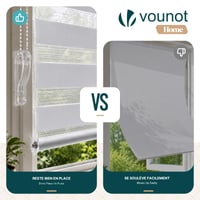 VOUNOT dvojitá roleta, 2 ks, bez vŕtania, 45x150 cm, biela, denné a nočné tienenie, na okná a dvere, upevnenie pomocou klipov 5