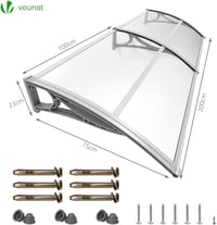 VOUNOT 200x80 cm Alumínium Bejárati Tető Polikarbonát Tetővel - 200 x 80 cm, Grey 5