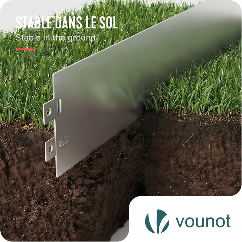 VOUNOT 20m Galvanizált Acél Kerti Szegély, Fém Kertiszegély Landscape Határ 100x18cm - Height 18 cm-Length 20M
