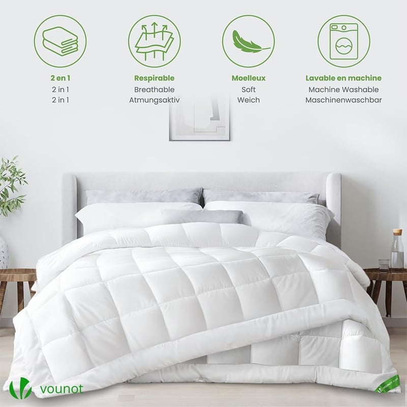 VOUNOT 3 az 1-ben 13.5 Tog Paplan 200x200 cm Fehér Téli Paplanhuzat Puha Mikroszál - 200x200 cm, 4 Seasons Duvet