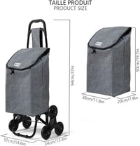 VOUNOT 32 literes háromkerekű bevásárlókocsi - Grey 7