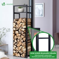 Suport Metalic Reglabil pentru Lemne de Foc VOUNOT cu Raft Integrat, 3 Niveluri, pentru Utilizare în Interior și Exterior, 45 x 32 x 170 cm, Negru 6