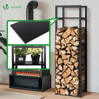 Suport Metalic Reglabil pentru Lemne de Foc VOUNOT cu Raft Integrat, 3 Niveluri, pentru Utilizare în Interior și Exterior, 45 x 32 x 170 cm, Negru 4
