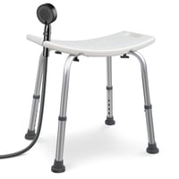 VOUNOT Nastaviteľná sprchovacia stolička biela, ergonomická stolička do kúpeľne s protišmykovými nožičkami, výška 38 – 52 cm, nosnosť max. 136 kg, pre seniorov 1