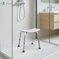 VOUNOT Nastaviteľná sprchovacia stolička biela, ergonomická stolička do kúpeľne s protišmykovými nožičkami, výška 38 – 52 cm, nosnosť max. 136 kg, pre seniorov 2
