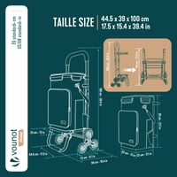 VOUNOT Aluminijska kolica za kupovinu za penjanje uz stepenice 3 u 1, sklopiva kolica sa 6 kotača s odvojivom vodootpornom torbom i kukama, 60L, siva 3