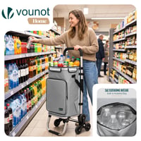 VOUNOT Aluminijska kolica za kupovinu za penjanje uz stepenice 3 u 1, sklopiva kolica sa 6 kotača s odvojivom vodootpornom torbom i kukama, 60L, siva 2