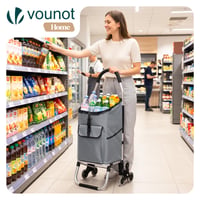 VOUNOT Aluminijska kolica za kupovinu za penjanje uz stepenice sa 6 kotača, sklopiva torba na kotačiće, vodootporna, 58L, siva 2