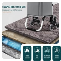 VOUNOT Aluminijska kolica za kupovinu za penjanje uz stepenice sa 6 kotača, sklopiva torba na kotačiće, vodootporna, 58L, siva 7