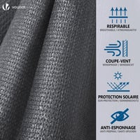 VOUNOT Árnyékoló Háló 1,8x20m Antracit HDPE 230g/m² 95% Árnyékolás UV-álló Széltörő Kerítésháló Kertbe Erkélyre Lyukakkal és Kábelkötegelőkkel 4