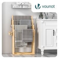 Suport de prosoape din bambus VOUNOT cu 4 bare, suport de sine stătător pentru baie, stabil și care economisește spațiu 2