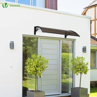 Copertină pentru ușă de intrare VOUNOT 120x80 cm, aluminiu și policarbonat, acoperiș arcuit pentru protecție împotriva ploii, marchiză rezistentă la UV, maro 2