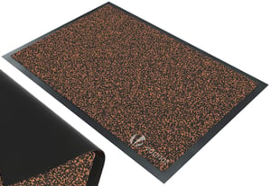 Covoraș de intrare VOUNOT 60x90 cm, maro-negru, lavabil, antiderapant — o mică ruptură la colț (stare: vezi a 2-a poză)