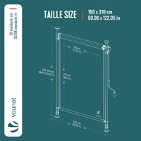 VOUNOT Parasolar Vertical pentru Balcon și Terasă 150x310 cm, cu Manivelă, Fără Găurire, Protecție UV și Impermeabil, Gri 8